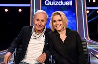 Quizduell-Olymp – Die Kandidaten des Teams "Gute Laune": Klaus Eberhartinger, Entertainer (l.) und Jeanette Biedermann, Schauspielerin und Sängerin (r.).