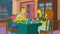 Die Simpsons – (v.l.n.r.) Rod; Homer; Ned; Maude