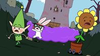 Super Happy Magic Forest – Der Rat des Glücks - Meister Heiter (l.), Mümmel vom Amt (2.v.l.) und Sonnenschein (r.) - geht statt der Helden auf Mission. Der Rat des Glücks will den Zauberer Stinkweazle (2.v.r.) daran hindern, seinen Stinkykrams über den ganzen Wald zu verteilen.
