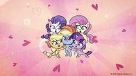 My Little Pony - Pony Life – L-R, neider: Applejack, Rainbow Dash, Twilight Sparkle; über: Rarity, Fluttershy