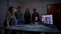 MacGyver – L-R: Riley Davis (Tristin Mays); Angus MacGyver (Lucas Till); Desi Nguyen (Levy Tran); Wilt Bozer (Justin Hires); Matty Webber (Meredith Eaton)