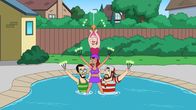 American Dad! – Oben: Francine und Klaus. Unten: "The Beer Boys".