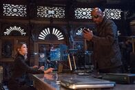 Spider-Man: Far from Home – L-R: Maria Hill (Cobie Smulders), Nick Fury (Samuel L. Jackson)