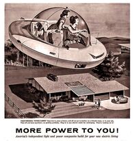 P.M. Wissen – Wie sah die Zukunft früher aus?; 1958: „America´s independent light and power companies“ werben mit der Vision eines elektrischen fliegenden Autos für Jedermann – der „personal ,Flying Carpet´“.
