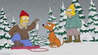 Die Simpsons – Als Bart plötzlich verschwindet, organisieren Homer (l.), Knecht Ruprecht (M.) und Grandpa (r.) eine große Suchaktion, an der auch eine Gruppe Häftlinge teilnimmt - unter ihnen befindet sich auch Tingeltangel-Bob ...