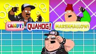 Family Guy – Versuchen alles, damit Quagmire nicht in Korea bleibt: Joe (r.), Cleveland (I.) und Peter (M.) ...
