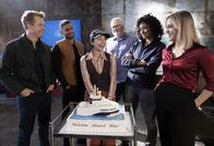 NCIS: Sydney – “Brothers in Arms” – When a shark spits out an arm wearing U.S. Navy equipment, the team’s investigation tests the loyalty of a band of former Navy divers, on the CBS Original series NCIS: SYDNEY, Tuesday, Nov. 28 (8:00-9:00 PM, ET/PT) on the CBS Television Network, and streaming on Paramount+ (live and on demand for Paramount+ with SHOWTIME subscribers, or on demand for Paramount+ Essential subscribers the day after the episode airs)*. L-R: Todd Lasance as AFP Liaison Officer Sergeant Jim  \'JD\' Dempsey, Sean Sagar as Special Agent DeShawn Jackson, Mavournee Hazel as Forensic Pathologist “Bluebird \'Blue\' Gleeson, William McInnes as Forensic Pathologist Dr. Roy Penrose, Olivia Swann as NCIS Special Agent Captain Michelle Mackey and Tuuli Narkle as AFP Liaison Officer Constable Evie Cooper in NCIS: Sydney season 1, episode 3 streaming on Paramount+, 2023. PHOTO CREDIT: Daniel Asher Smith/Paramount+