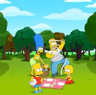 Die Simpsons – (24. Staffel) - Die Simpsons sind eine nicht alltägliche Familie: Maggie (M.), Marge (2.v.l.), Lisa (r.), Homer (2.v.r.) und Bart (l.) ...