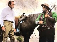 Weites Land – James McKay (Gregory Peck, l.), Gentleman aus Baltimore, geraet im Westen in den Streit zweier Rancher um eine Wasserstelle. Der eine ist Rufus Hannassay (Burl Ives, r), der auch vor Gewalt nicht zurueckschreckt, um sich seinen Vorteil zu verschaffen. WDR/DEGETO, honorarfrei - Verwendung nur im Zusammenhang mit genannter WDR-