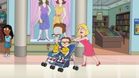 American Dad! – Roger (2.v.l.), Steve (2.v.r.), Francine (r.)