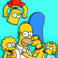 Die Simpsons – (23. Staffel) - Eine fast ganz normale Familie: Lisa (l.), Marge (2.v.r.), Maggie (r.), Homer (2.v.l.) und Bart (oben) ...