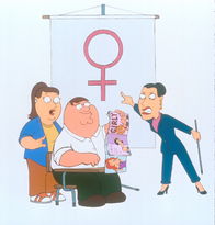 Family Guy – Da Peter (M.) sich in seiner Spielzeugfirma Frauen gegenüber ungehörig benimmt, wird er verklagt, einen Kursus bei einem Frauenverband zu belegen ...
