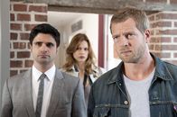 Der letzte Bulle – On left: Andreas Kringge (Maximilian Grill), in the middle Christine Wegner (Suzan Anbeh) and on right Michael "Mick" Brisgau (Henning Baum).