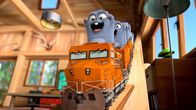 Grizzy und die Lemminge – Die Lemminge haben aus einer Modelleisenbahn eine Achterbahn gebaut und vergnügen sich damit in der Rangerhütte. Doch die Freude ist nur von kurzer Dauer. Schon bald erscheint Grizzy, dem der Lärm gar nicht gefällt.