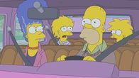 Die Simpsons – (Vorne) Marge (l.); Homer (r.); (Hinten) Lisa (l.); Maggie (r.)