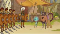 Krapopolis – Spartan Army Leader (3.v.r.), Hippocampus (2.v.r.), Shlub (r.)