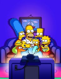 Die Simpsons – (30. Staffel) - (v.l.n.r.) Marge; Homer; Maggie; Bart; Lisa (vorne) Knecht Ruprecht