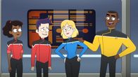 Star Trek: Lower Decks – L-R: Beckett Mariner, Brad Boimler, Barbara Brinson, Lieutenant Jet Manhaver