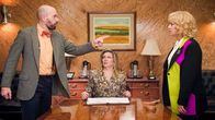 The Goldbergs – L-R: Garrison Whitby (Paul Scheer), Pamela (June Diane Raphael), Beverly Goldberg (Wendi McLendon-Covey)