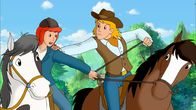 Bibi und Tina – Der Dieb (r.) hat Amadeus gestohlen und Tina (l.) versucht, ihn zu befreien.