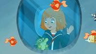 Hexe Lilli – Lilli und Hektor betrachten orangene Fische im städtischen Aquarium.