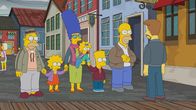 Die Simpsons – (v.l.n.r.) Grampa; Lisa; Marge; Maggie; Bart; Homer; Søren