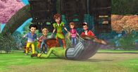 Peter Pan - Neue Abenteuer – Mr. Ploof will vor den Kindern Michael, Lily, Peter Pan, Wendy und John als Held dastehen.