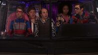 Henry Danger – L-r: Henry Hart (Jace Norman), Jasper Dunlop (Sean Ryan Fox), Schwoz (Michael D. Cohen), Charlotte Page (Riele Downs), Captain Man / Ray Manchester (Cooper Barnes)