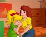 Bibi Blocksberg – Bibi (l.) gesteht ihrer Mutter (r.), dass sie bei Bernhards Lottogewinn ihre Hex-Finger im Spiel hatte.