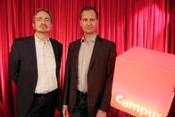 Campus Talks – Von links: Physiker Anton Eisenhauer und Literatur- und Filmwissenschaftler Keyvan Sarkhosh.