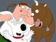 Family Guy – Peter (M.) und Brian (l.) bewahren einen Bullen vor der Schlachtbank ...