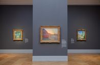 Museums-Check – Museum Barberini - Ausstellungsansicht von Claude Monets Getreideschober, 1890.
