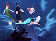 Peter Pan – Peter Pan, Tinker Bell and the Darling children fly