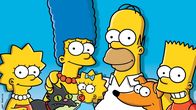 Die Simpsons – L-R: Lisa, Snowball, Marge, Maggie, Homer, Santa's Little Helper, Bart