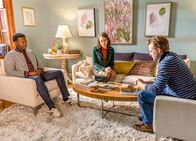 God Friended Me – Brandon Micheal Hall (Miles Finer), Violett Beane (Cara), David Hoflin (Charles Cole).
