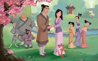 Mulan II – Vorne l-r: Li Shang und Mulan