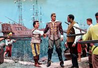 Die Küste der Piraten – Der einstige spanische Kapitän Luis Monterey (Lex Barker, Mitte) wird auf Tortuga selbst zum Piraten.
