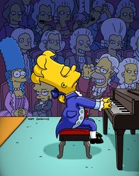 Die Simpsons – Da die Kinder Aufsätze über verschiedene historische Persönlichkeiten schreiben müssen, liest Marge ihnen in der Bibliothek diverse Geschichten vor. Bart entscheidet sich danach für Mozart ...
