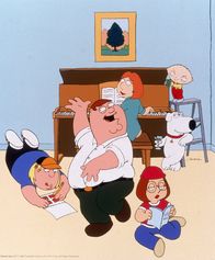 Family Guy – (5. Staffel) - (v.l.n.r.) Die Griffins aus Quahog, Rhode Island: Chris, Peter, Lois, Meg, Brian und Stewie.