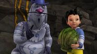 Peter Pan - Neue Abenteuer – Micheal hat Barrum aus der Muschel entlassen. Solange er die Muschel in seinen Händen hält, macht Barrum das, was Michael sich wünscht.