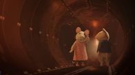 Sam & Julia im Mäusehaus – Julia (links) und Sam (rechts) haben in ihrem Geheimversteck im Keller des Mäusehauses eine Tunnelöffnung entdeckt. Noch wissen sie nicht, wohin sie dieser Tunnel führen wird.