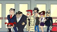 Fugget About It – Gina Madonna Falcone (l.), Jimmy Falcone (3.v.l.), Cookie Falcone (m.), Petey Falcone (3.v.r.), Theresa Maria Falcone (2.v.r.), Cheech Falcone (r.)