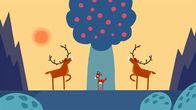 Animanimals – Der kleine Hirsch hat einen Apfel, die großen Hirsche stellen sich in Pose.